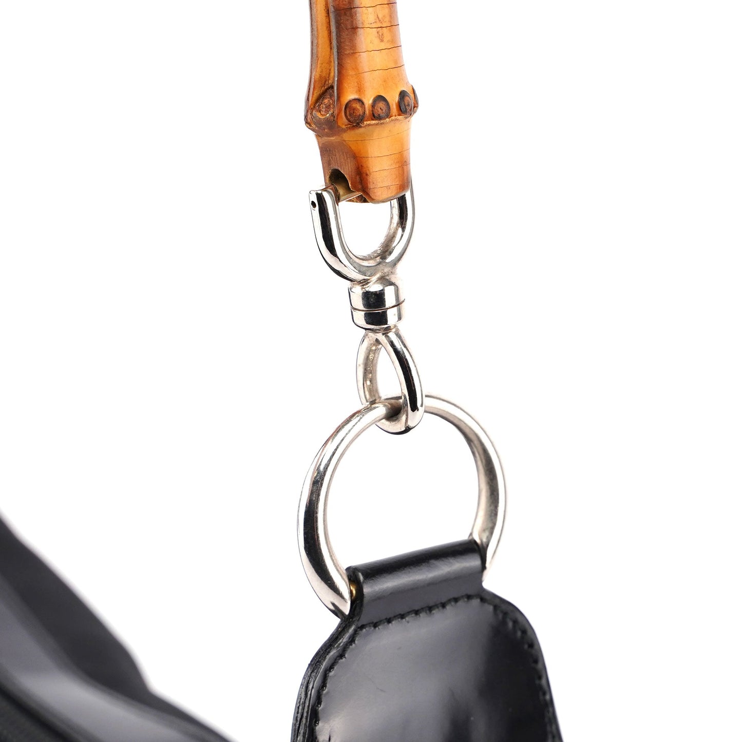 Black Canvas Bamboo Shoulder Bag