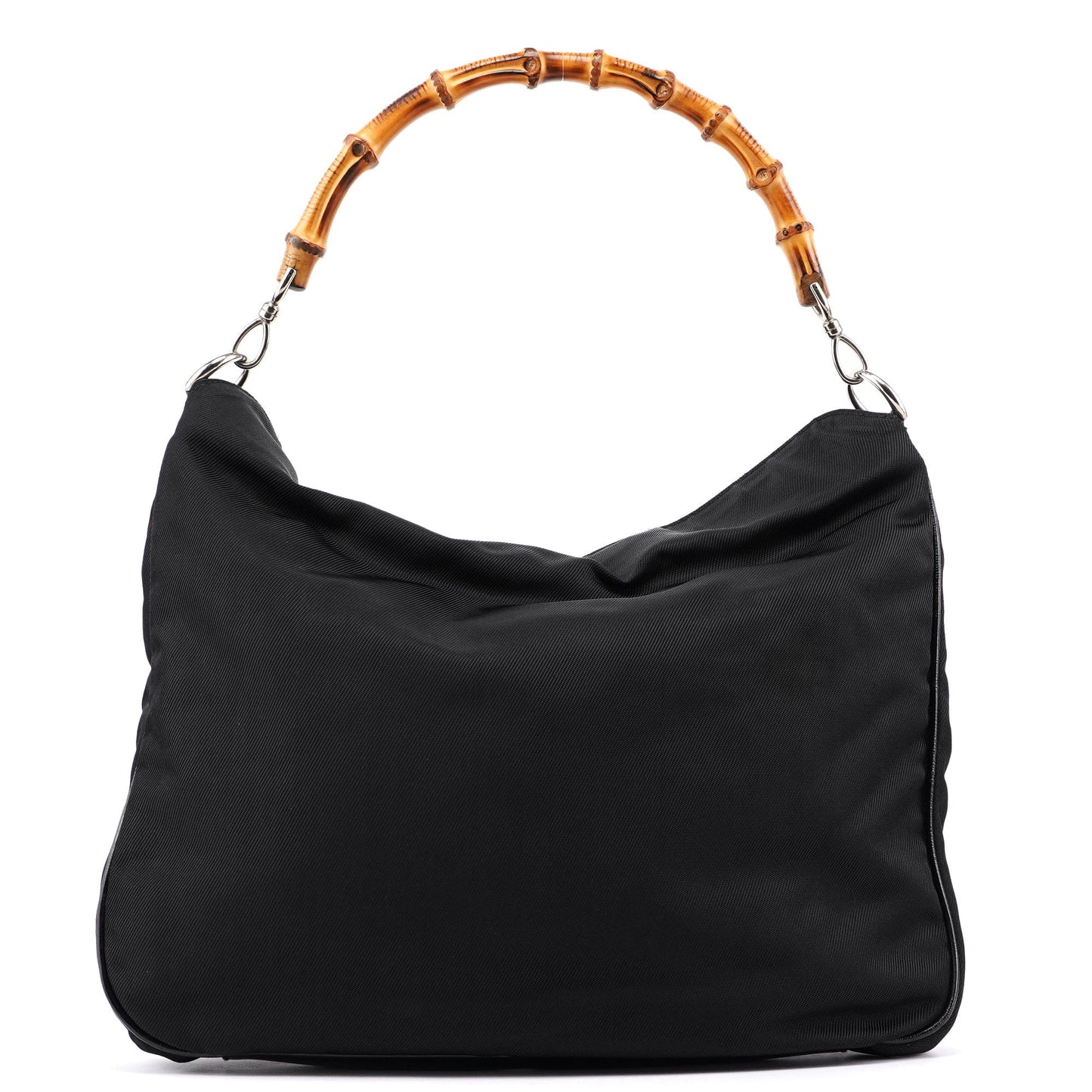 Black Canvas Bamboo Shoulder Bag
