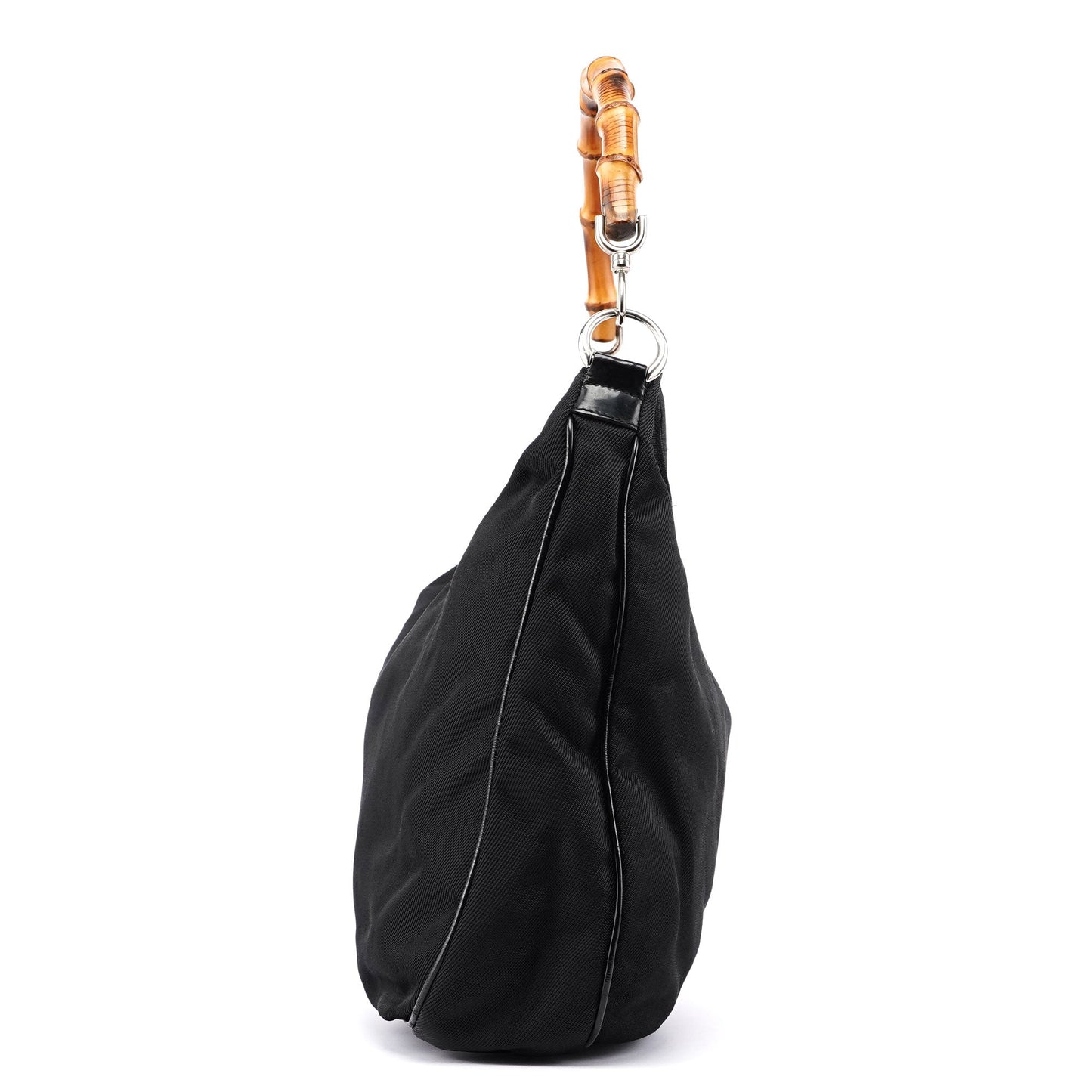 Black Canvas Bamboo Shoulder Bag