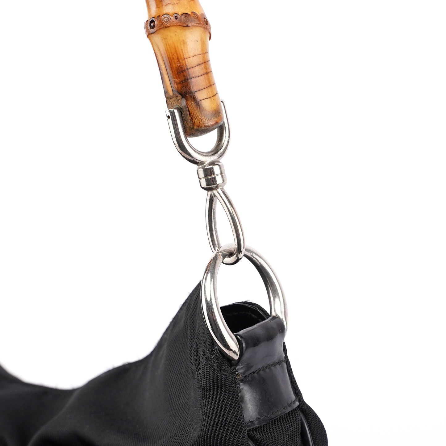 Black Canvas Bamboo Shoulder Bag