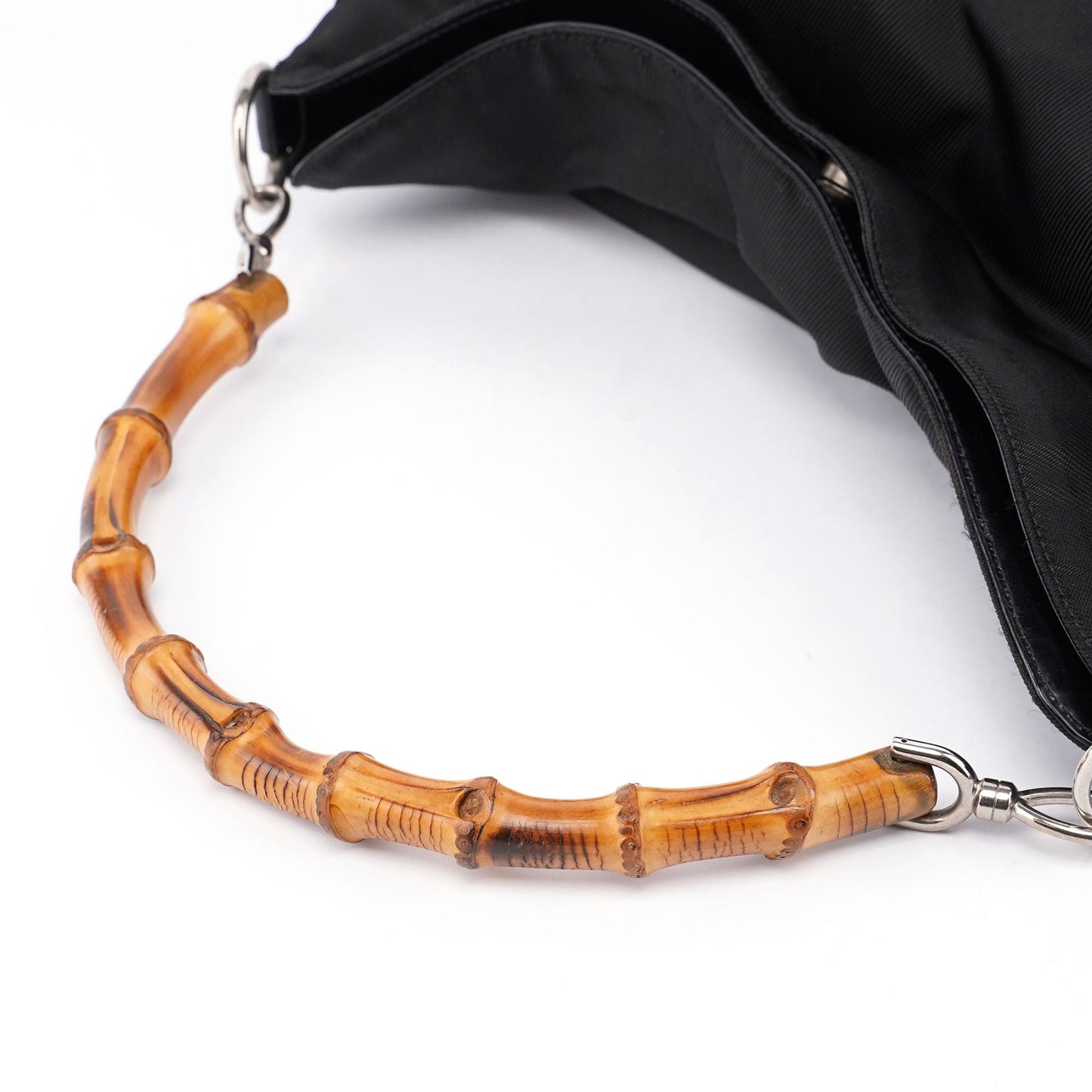 Black Canvas Bamboo Shoulder Bag