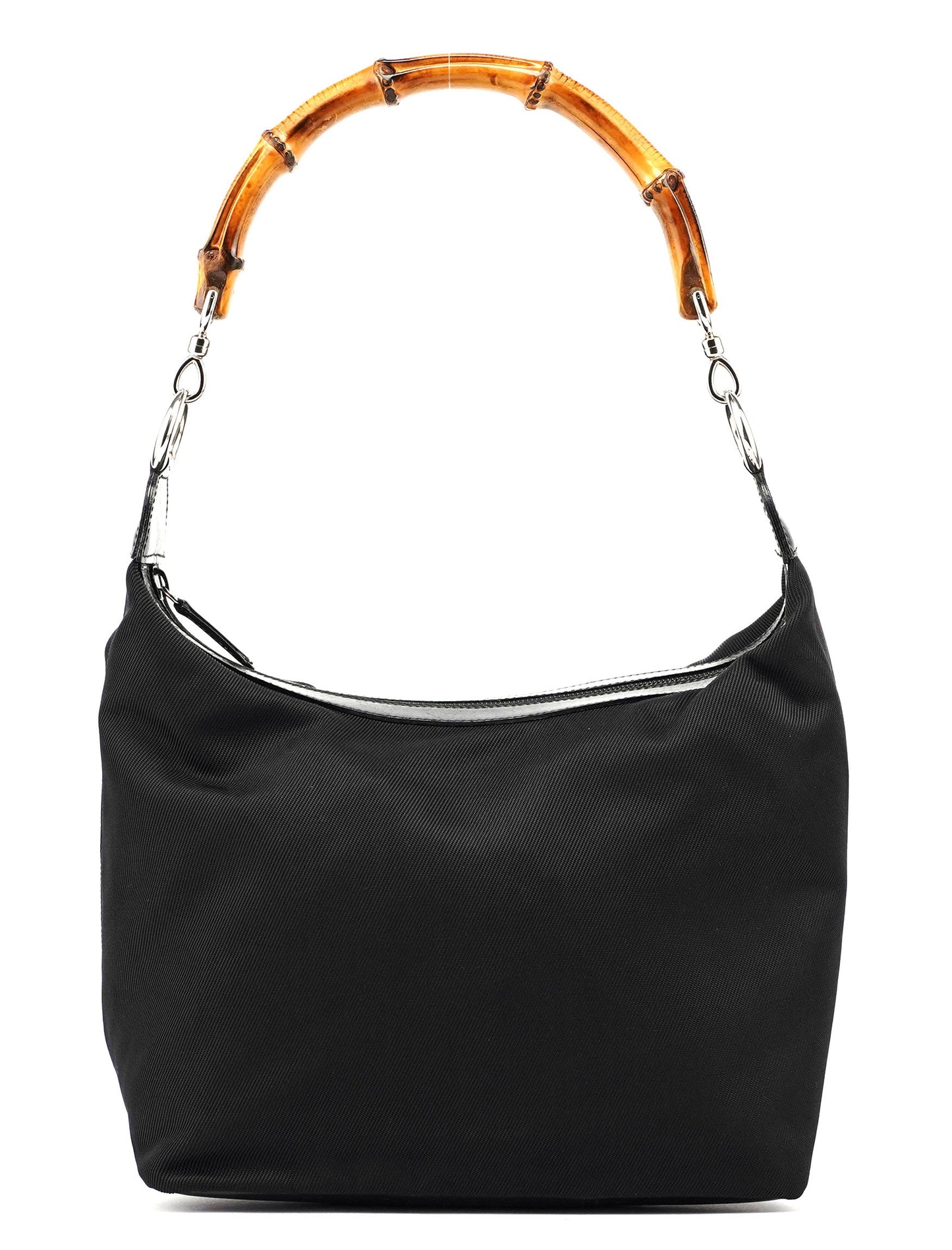 Black Canvas Bamboo Shoulder Bag