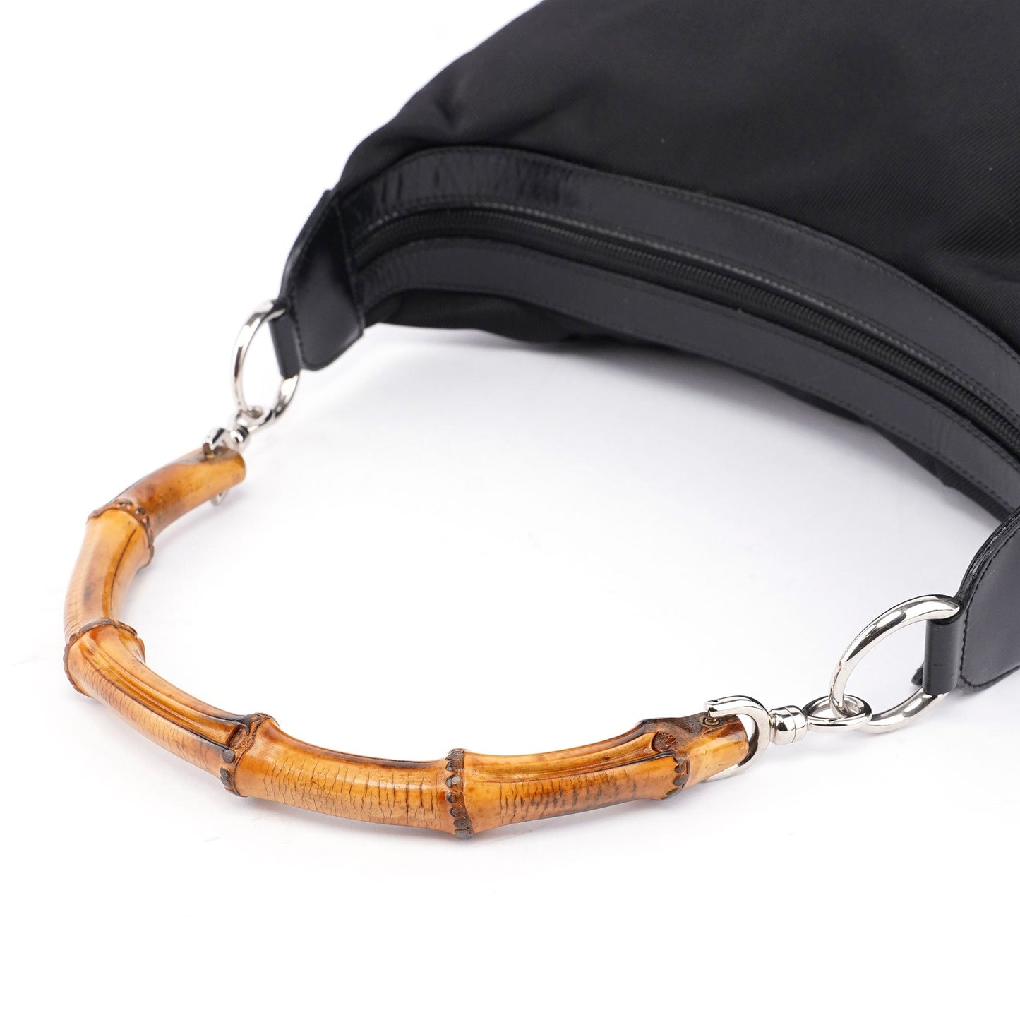 Black Canvas Bamboo Shoulder Bag