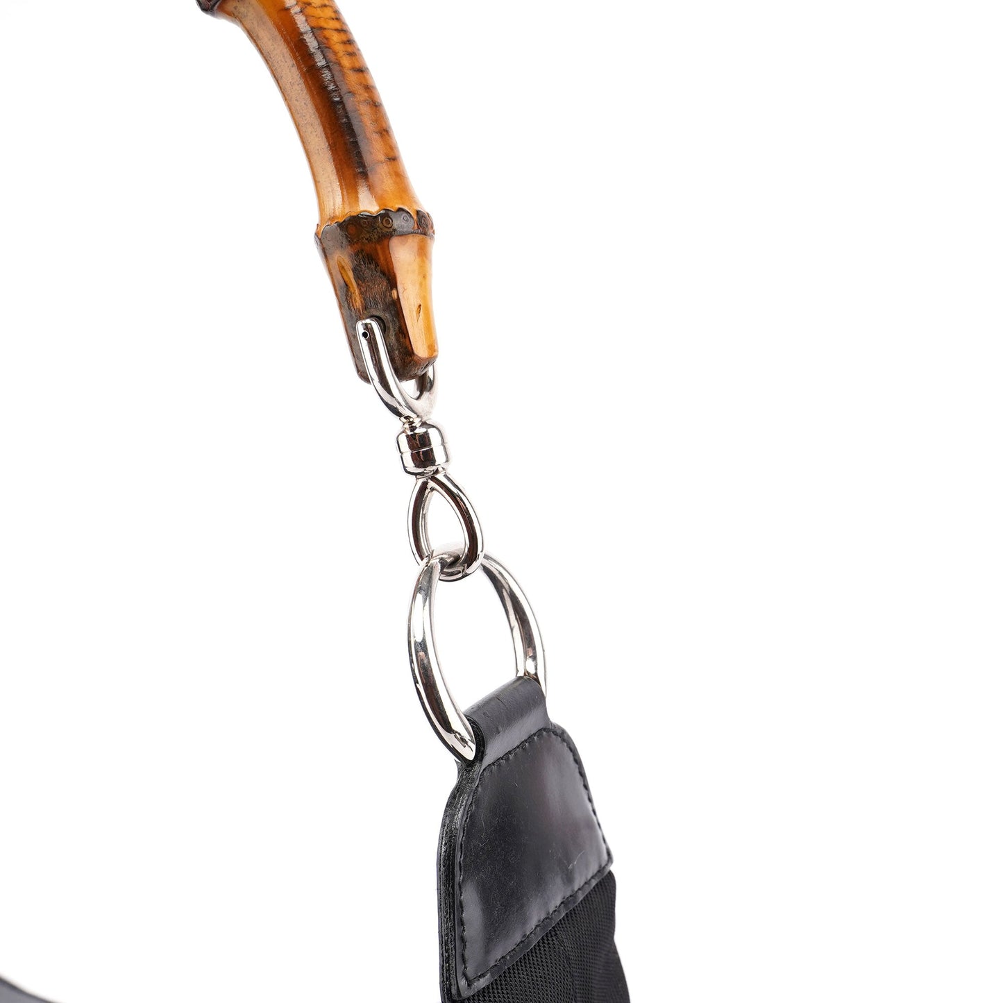 Black Canvas Bamboo Shoulder Bag