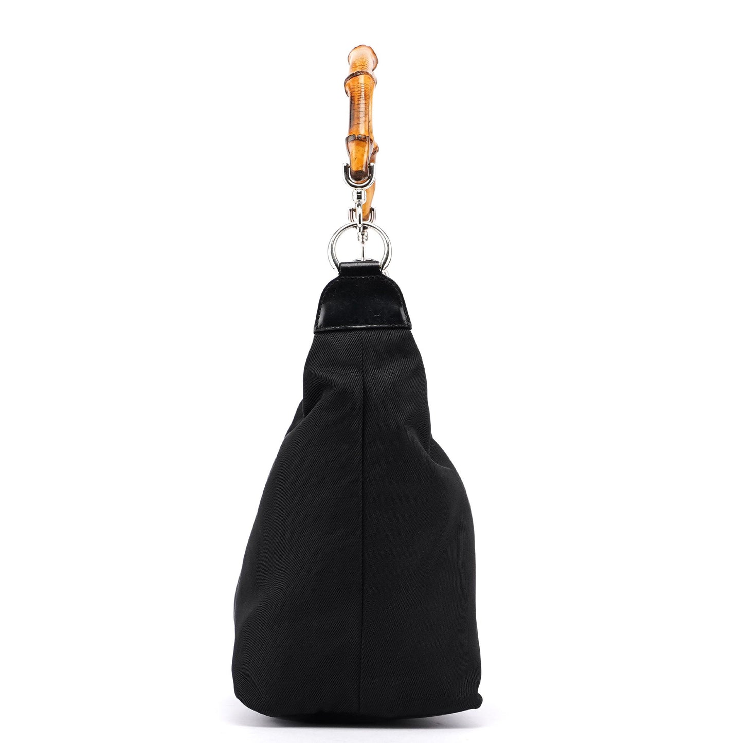 Black Canvas Bamboo Shoulder Bag