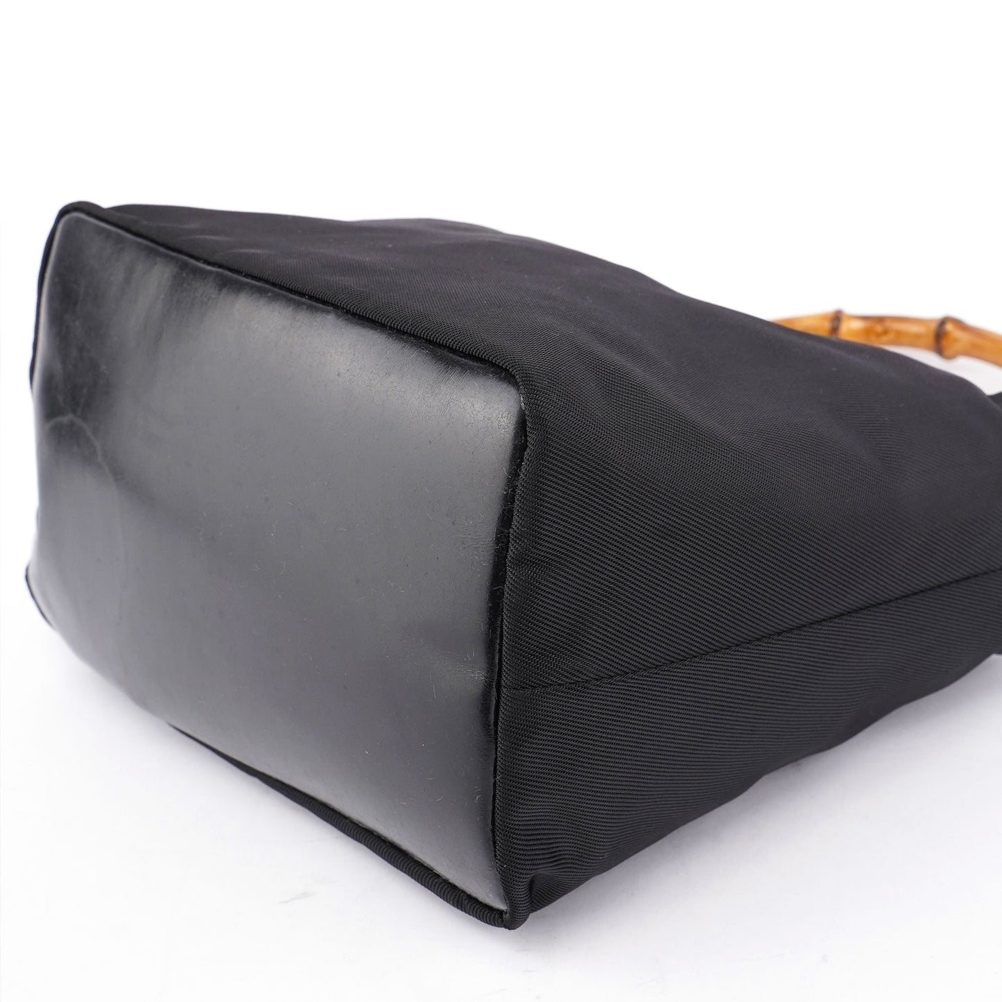 Black Canvas Bamboo Shoulder Bag