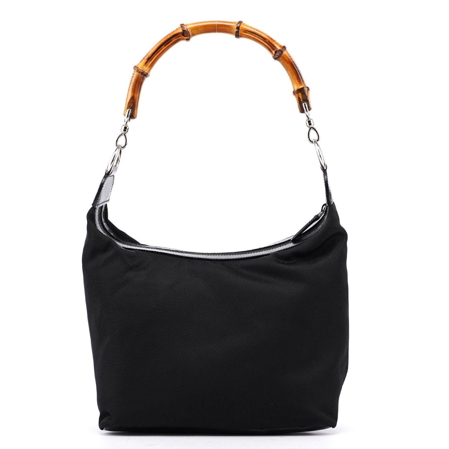 Black Canvas Bamboo Shoulder Bag