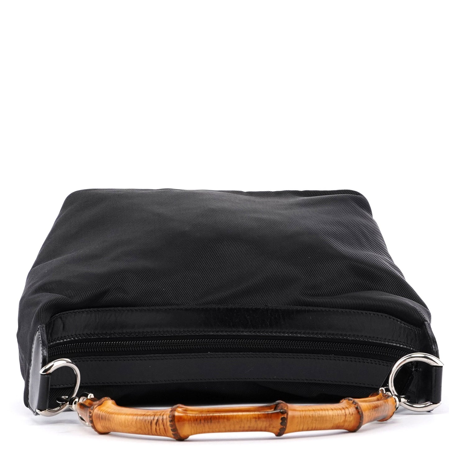 Black Canvas Bamboo Shoulder Bag