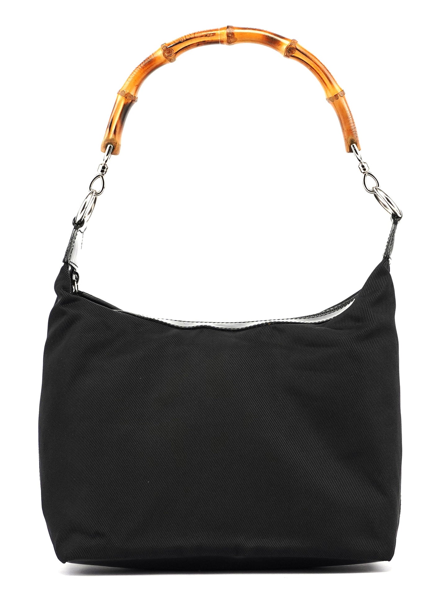 Black Canvas Bamboo Shoulder Bag