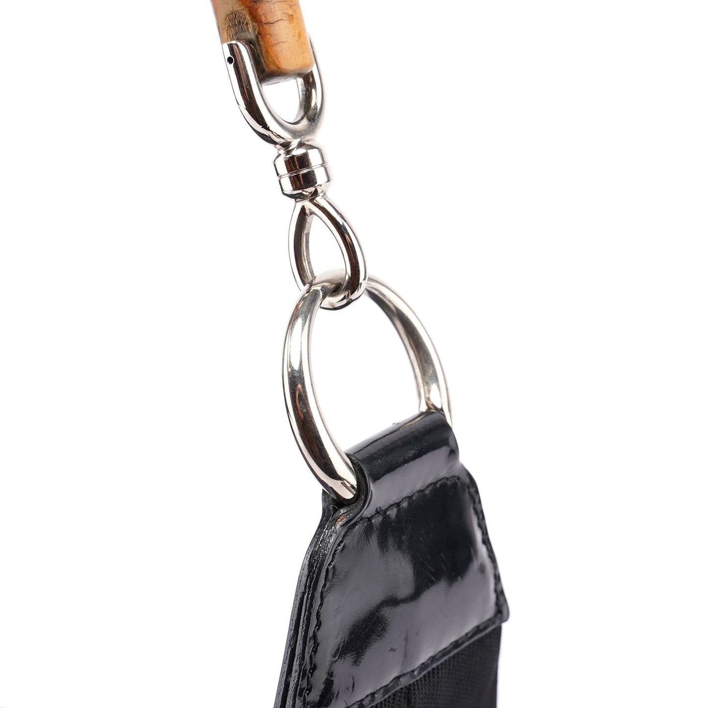 Black Canvas Bamboo Shoulder Bag