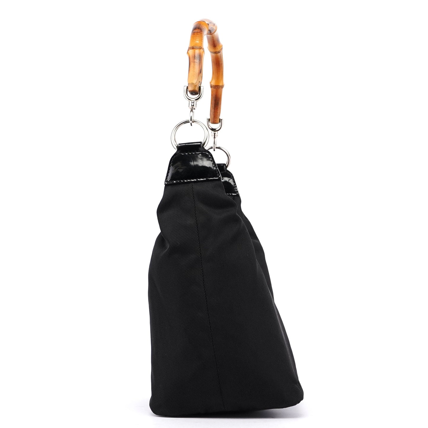 Black Canvas Bamboo Shoulder Bag