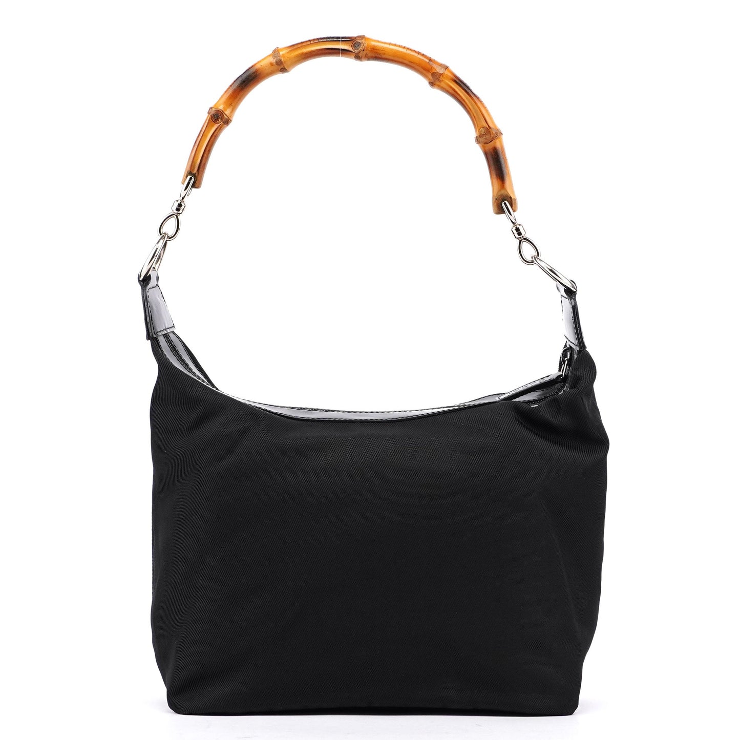 Black Canvas Bamboo Shoulder Bag