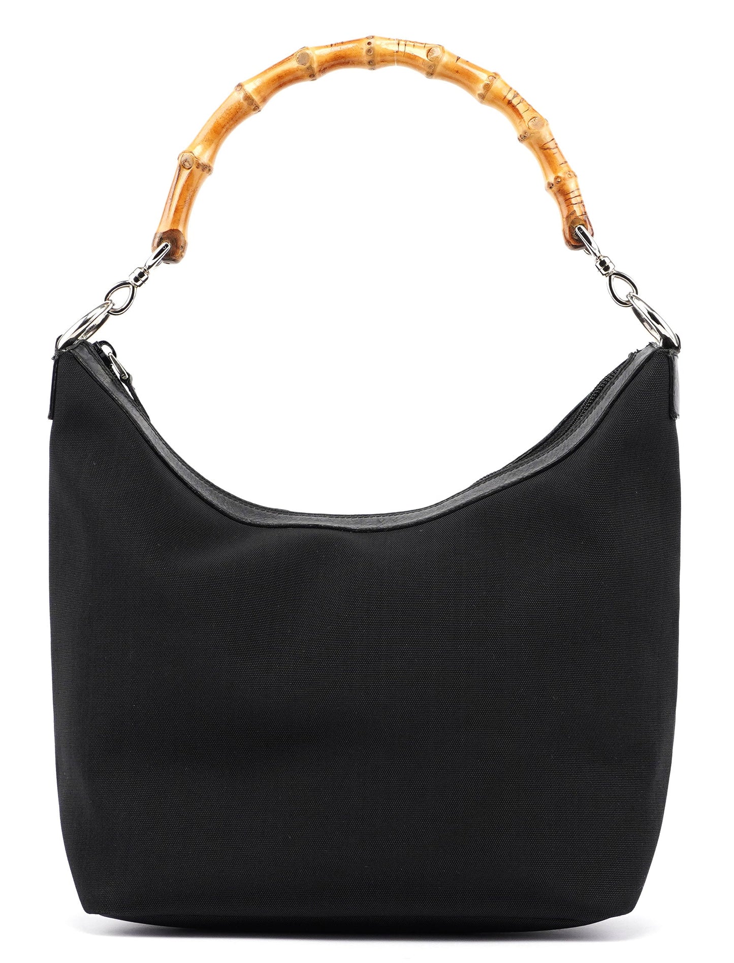 Black Canvas Bamboo Shoulder Bag