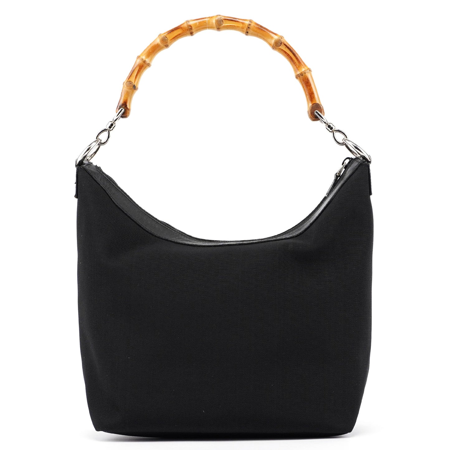 Black Canvas Bamboo Shoulder Bag