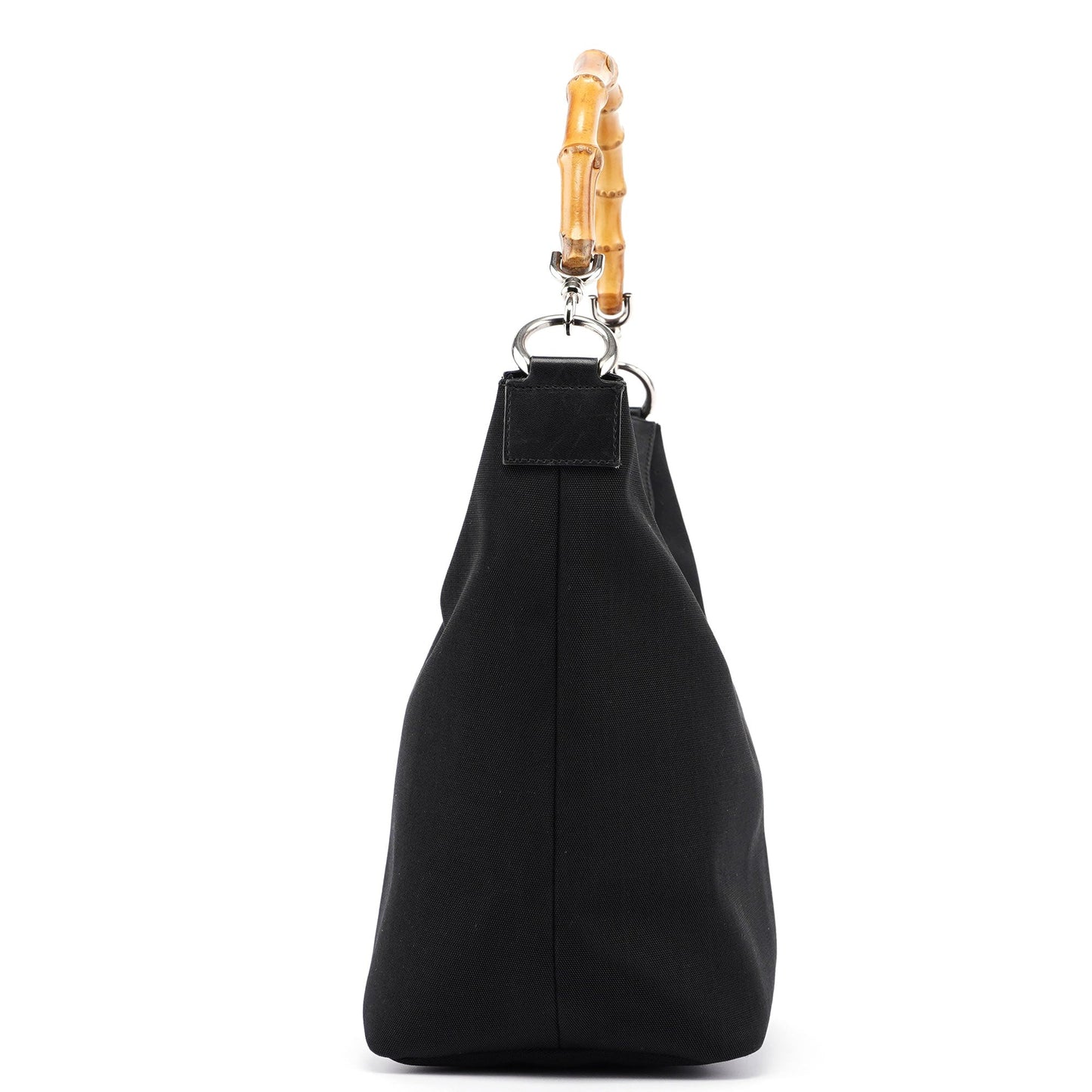 Black Canvas Bamboo Shoulder Bag