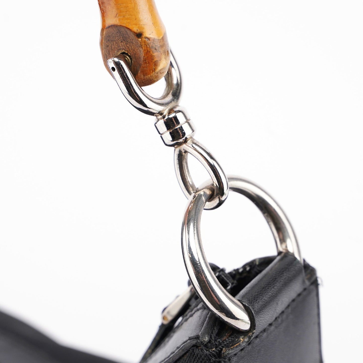 Black Canvas Bamboo Shoulder Bag