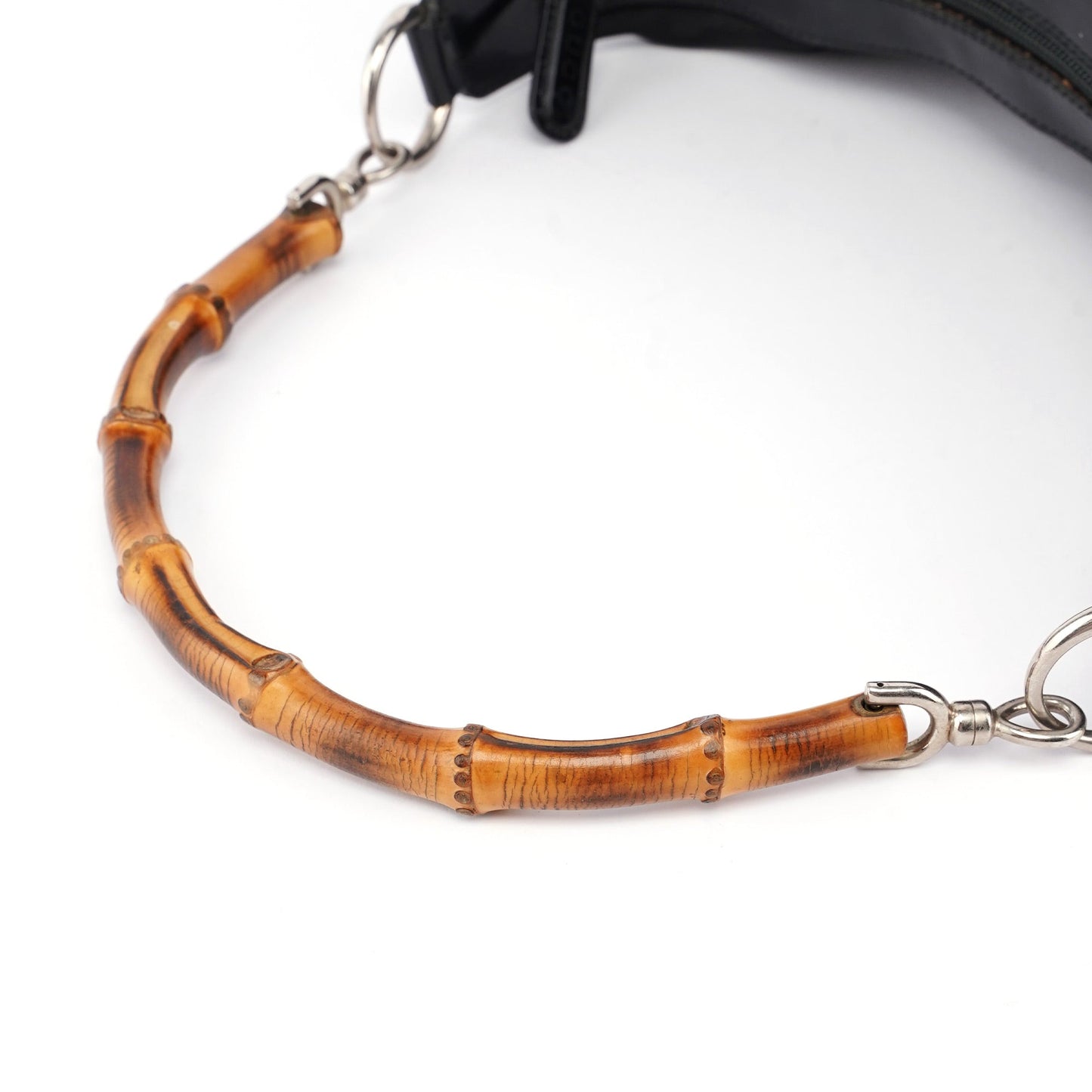 Black Canvas Bamboo Shoulder Bag