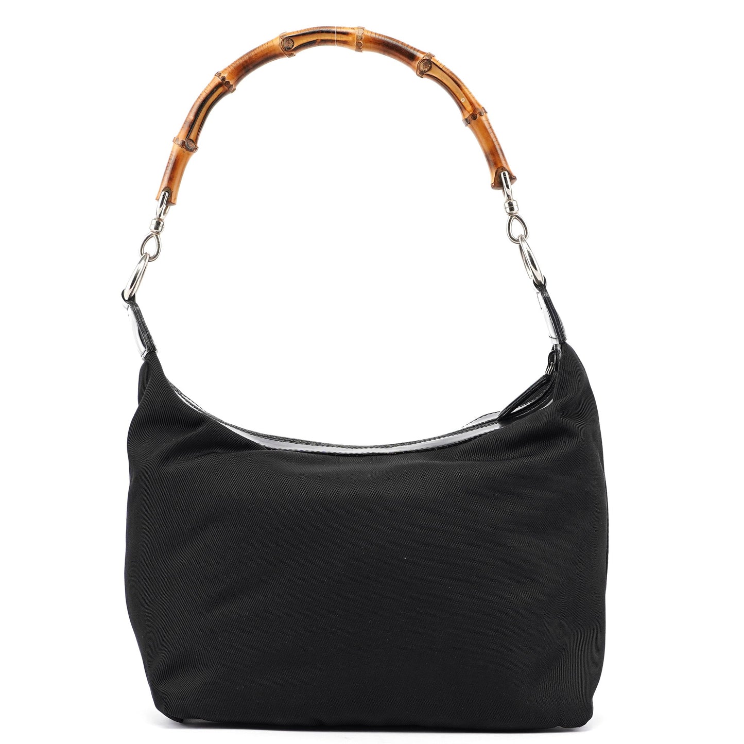Black Canvas Bamboo Shoulder Bag