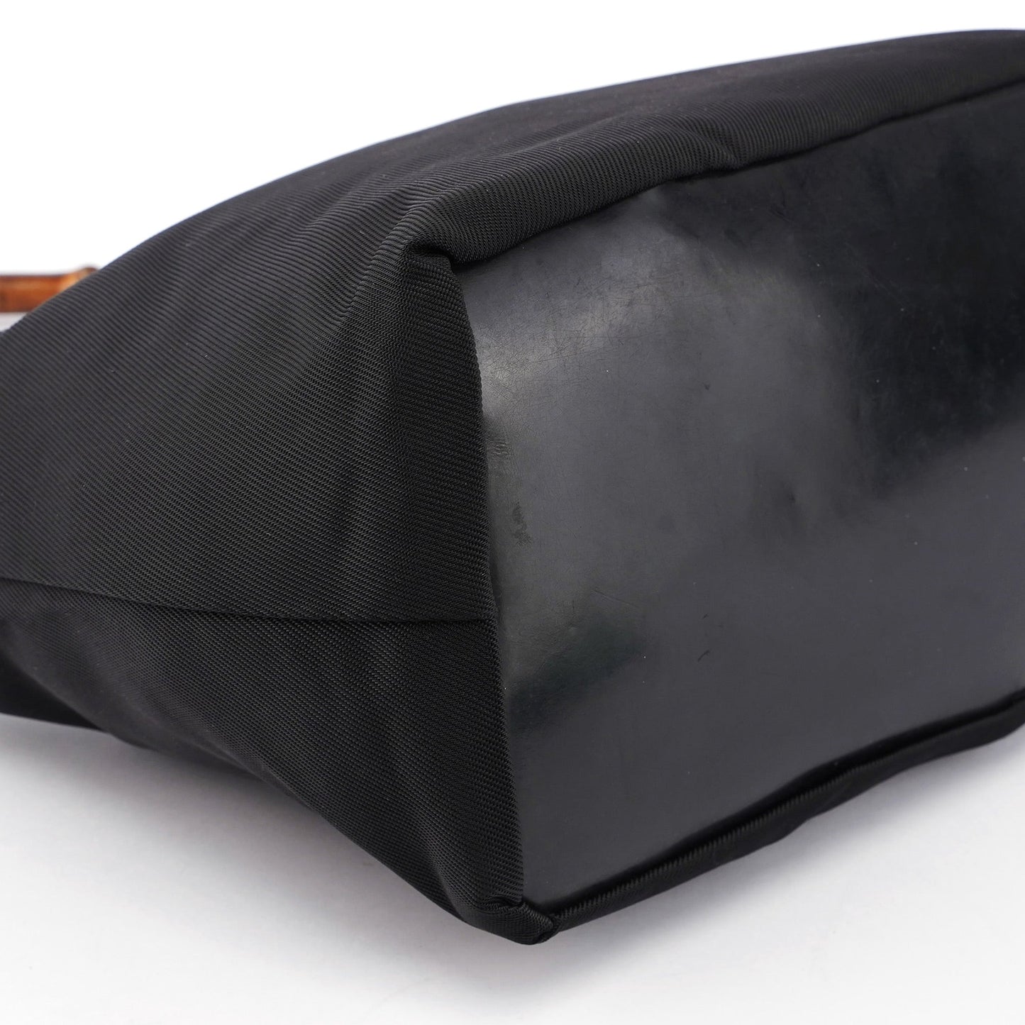 Black Canvas Bamboo Shoulder Bag