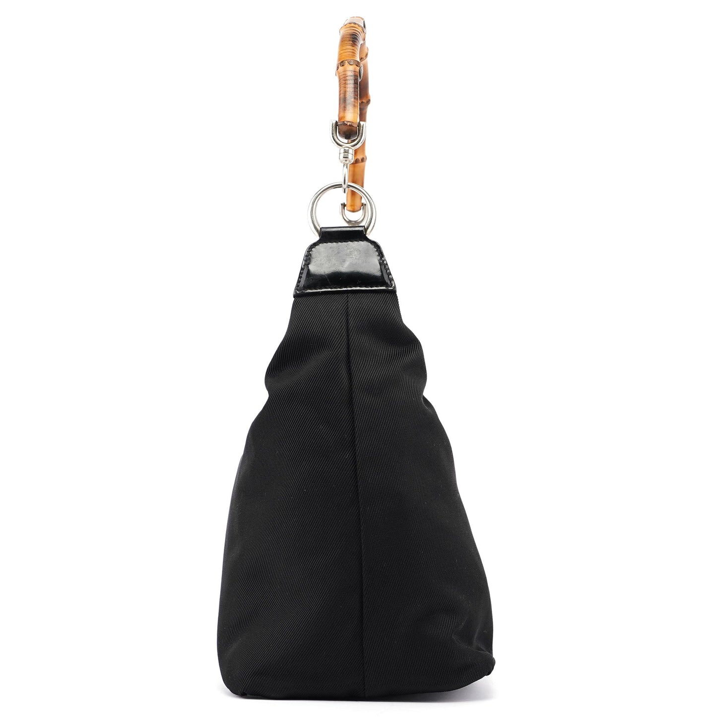 Black Canvas Bamboo Shoulder Bag