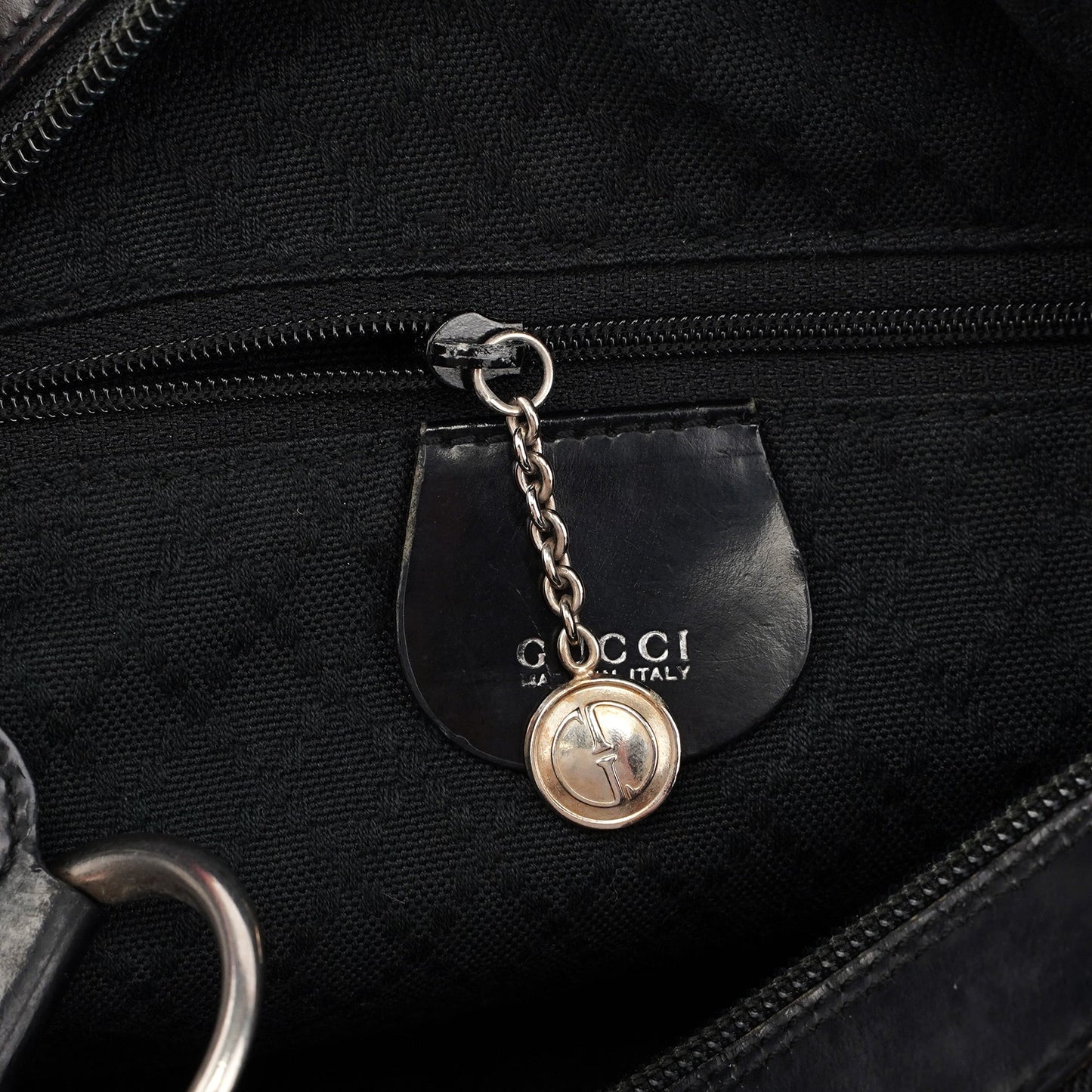 Black Canvas Bamboo Shoulder Bag