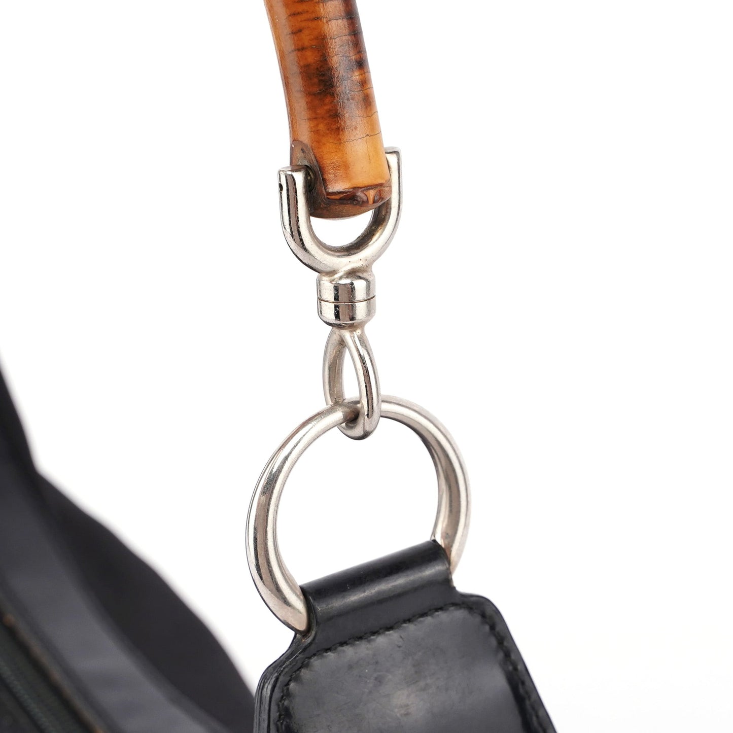 Black Canvas Bamboo Shoulder Bag