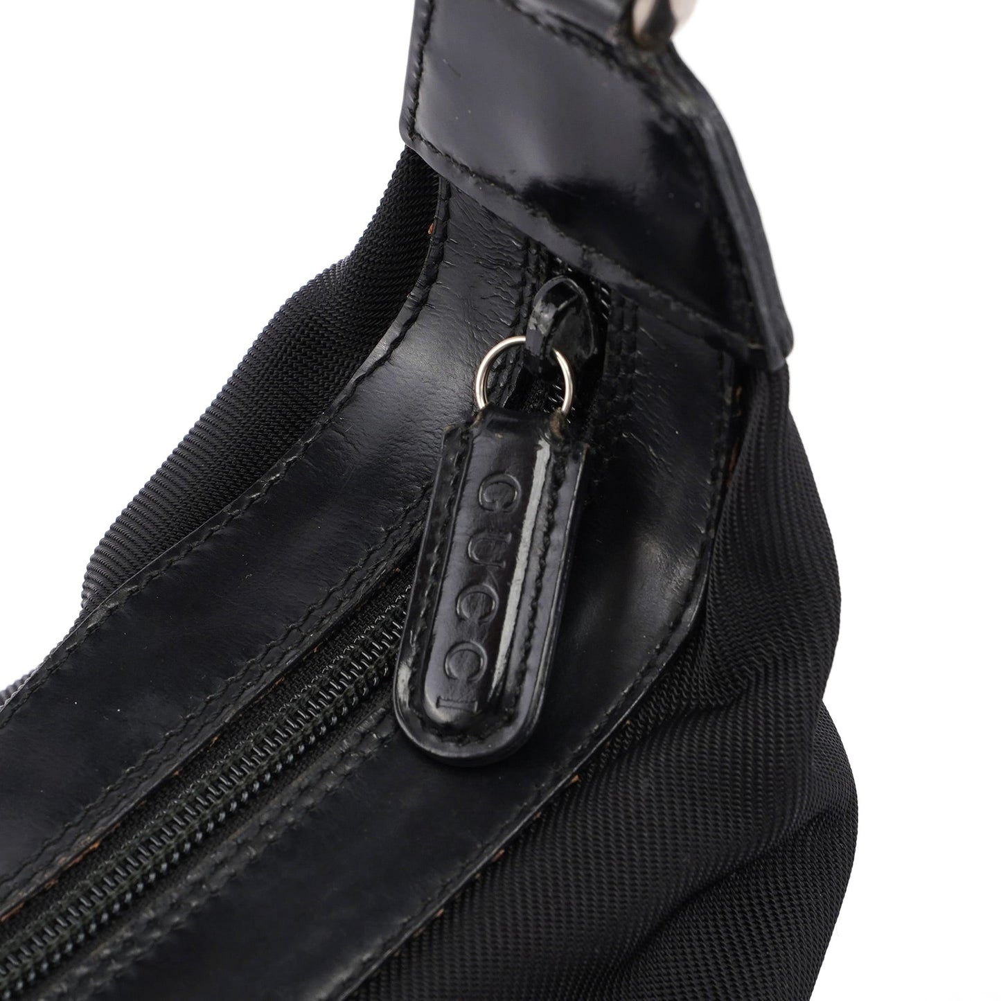 Black Canvas Bamboo Shoulder Bag