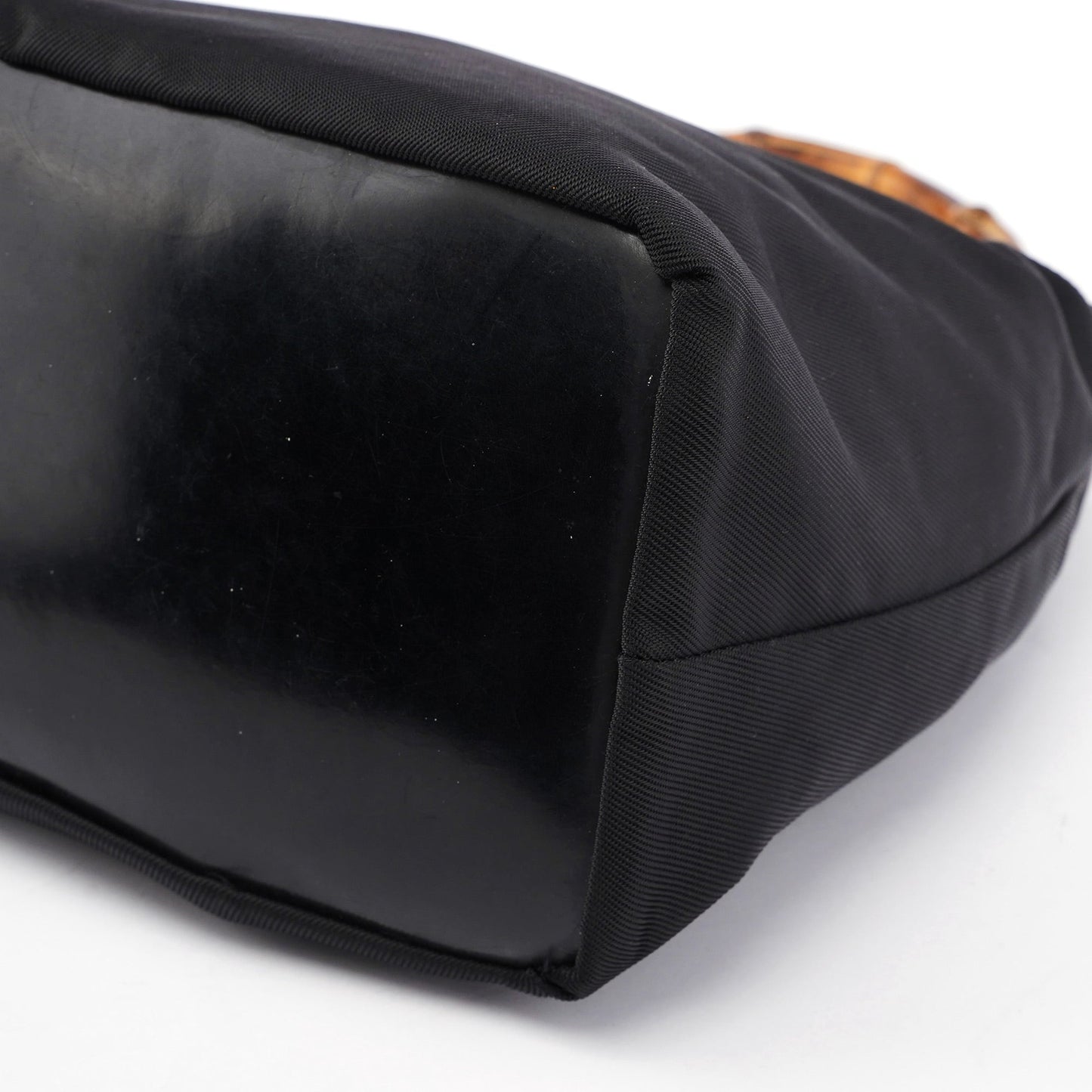 Black Canvas Bamboo Shoulder Bag