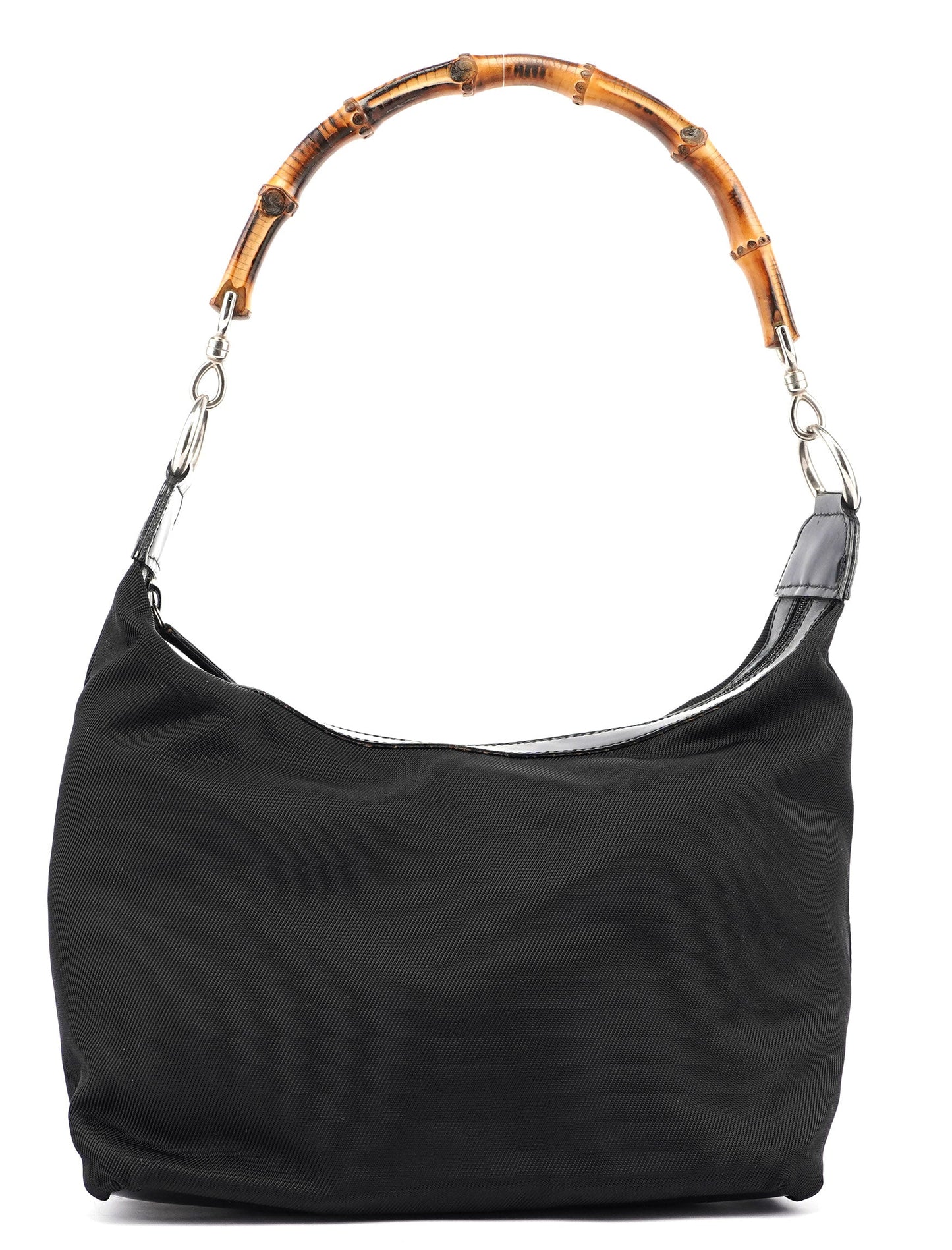 Black Canvas Bamboo Shoulder Bag
