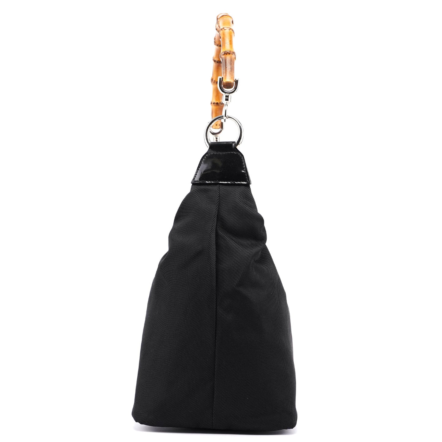 Black Canvas Bamboo Shoulder Bag