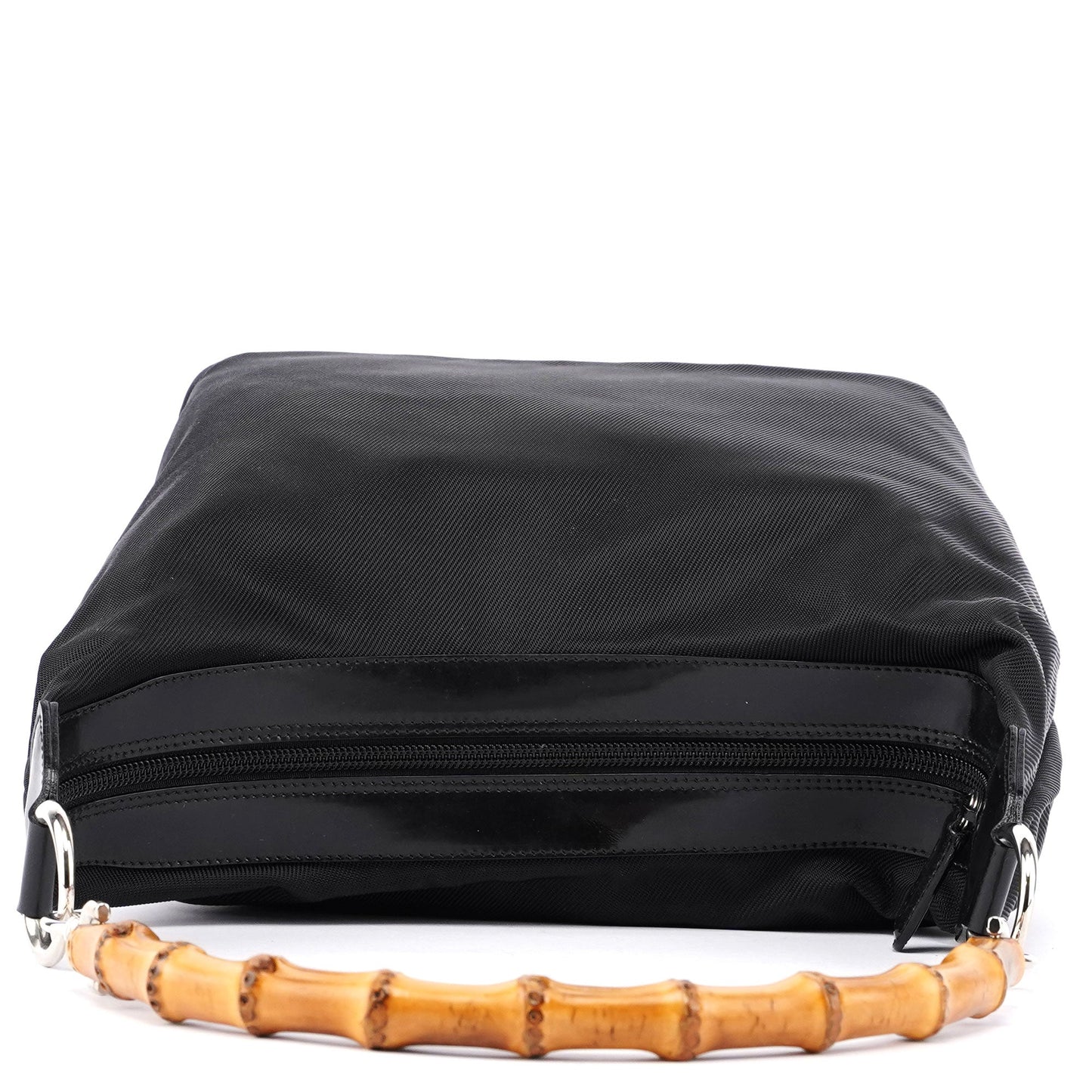 Black Canvas Bamboo Shoulder Bag