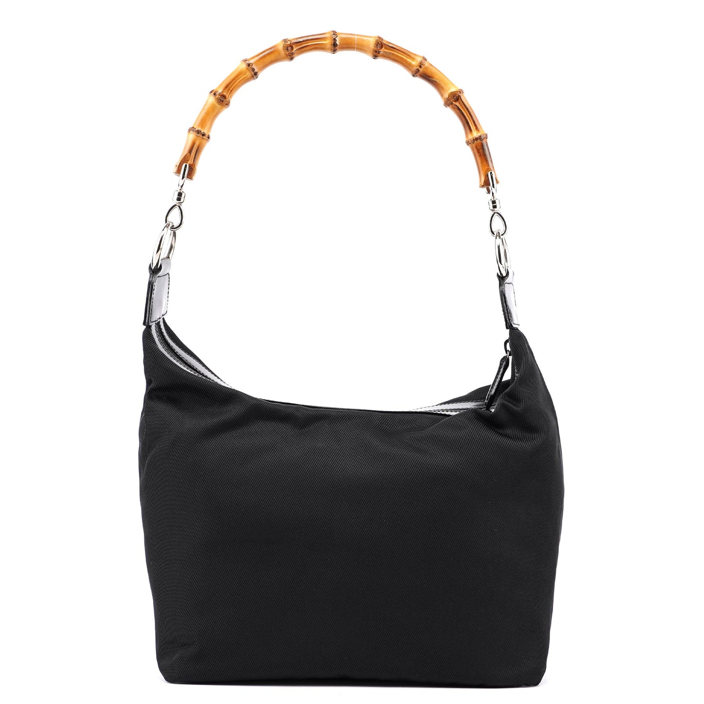 Black Canvas Bamboo Shoulder Bag