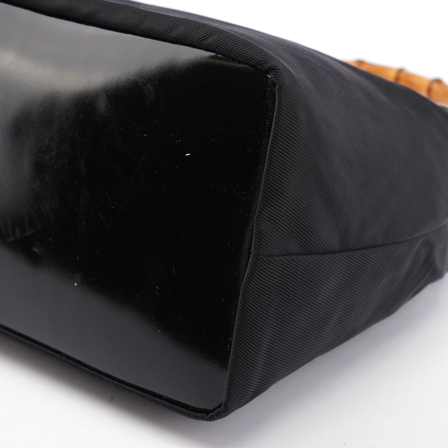 Black Canvas Bamboo Shoulder Bag