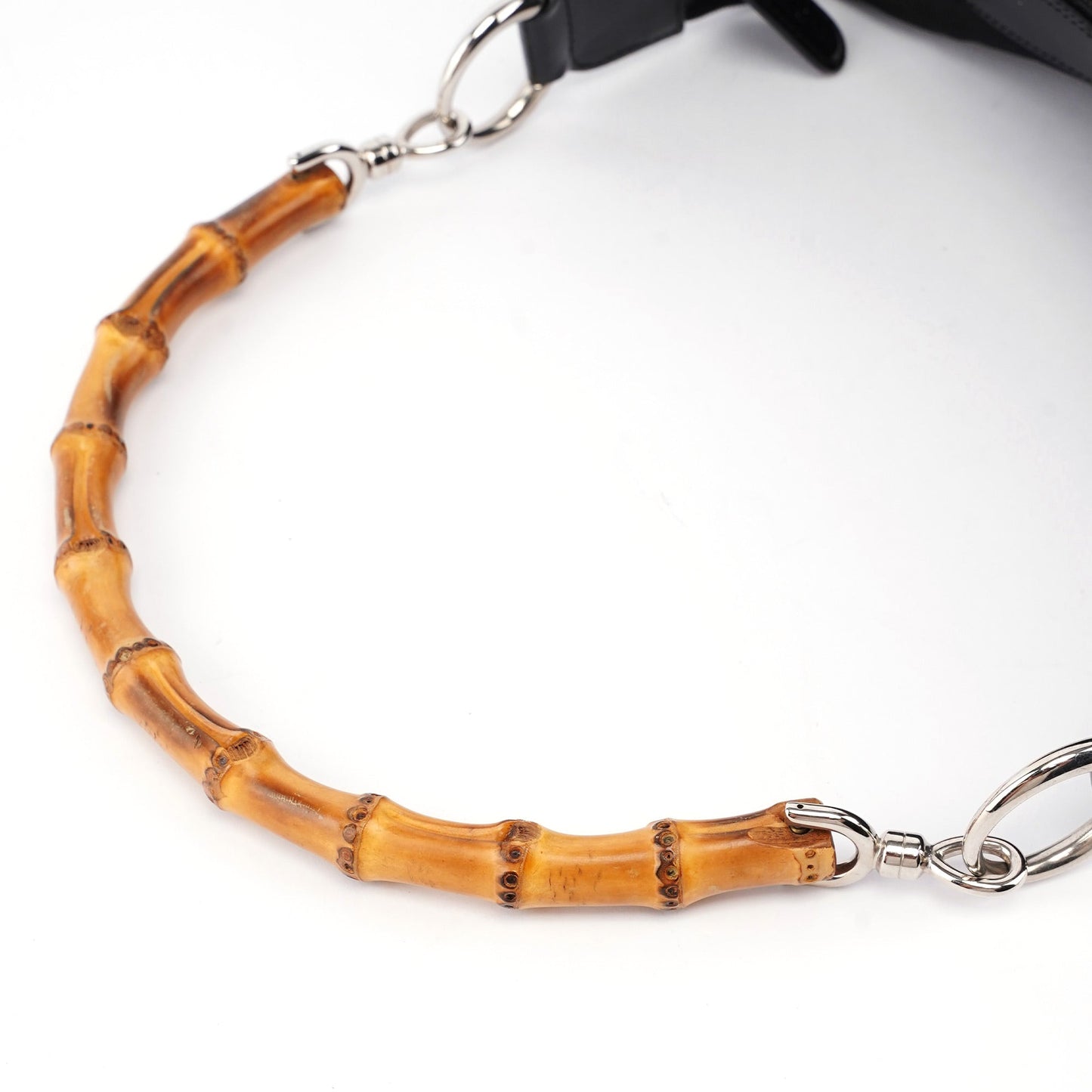 Black Canvas Bamboo Shoulder Bag