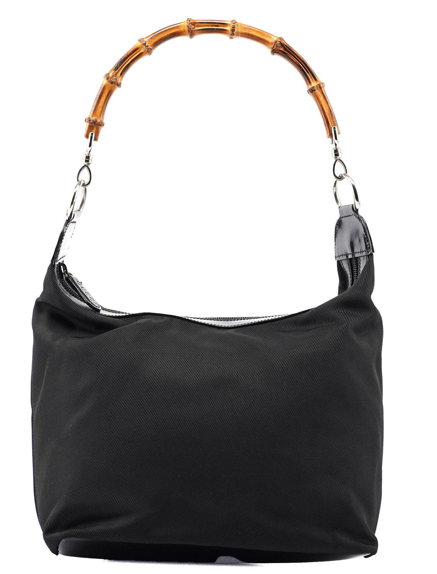 Black Canvas Bamboo Shoulder Bag