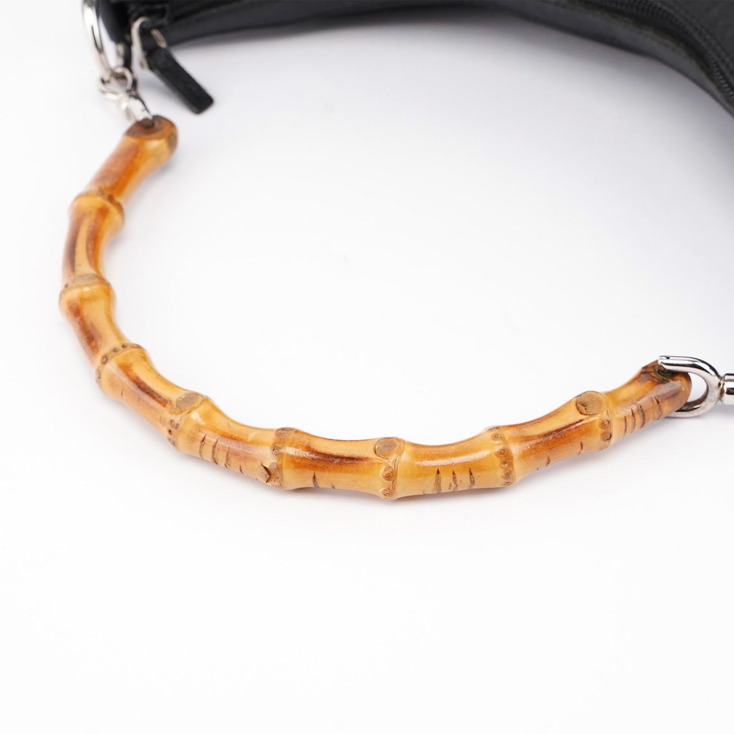 Black Canvas Bamboo Shoulder Bag