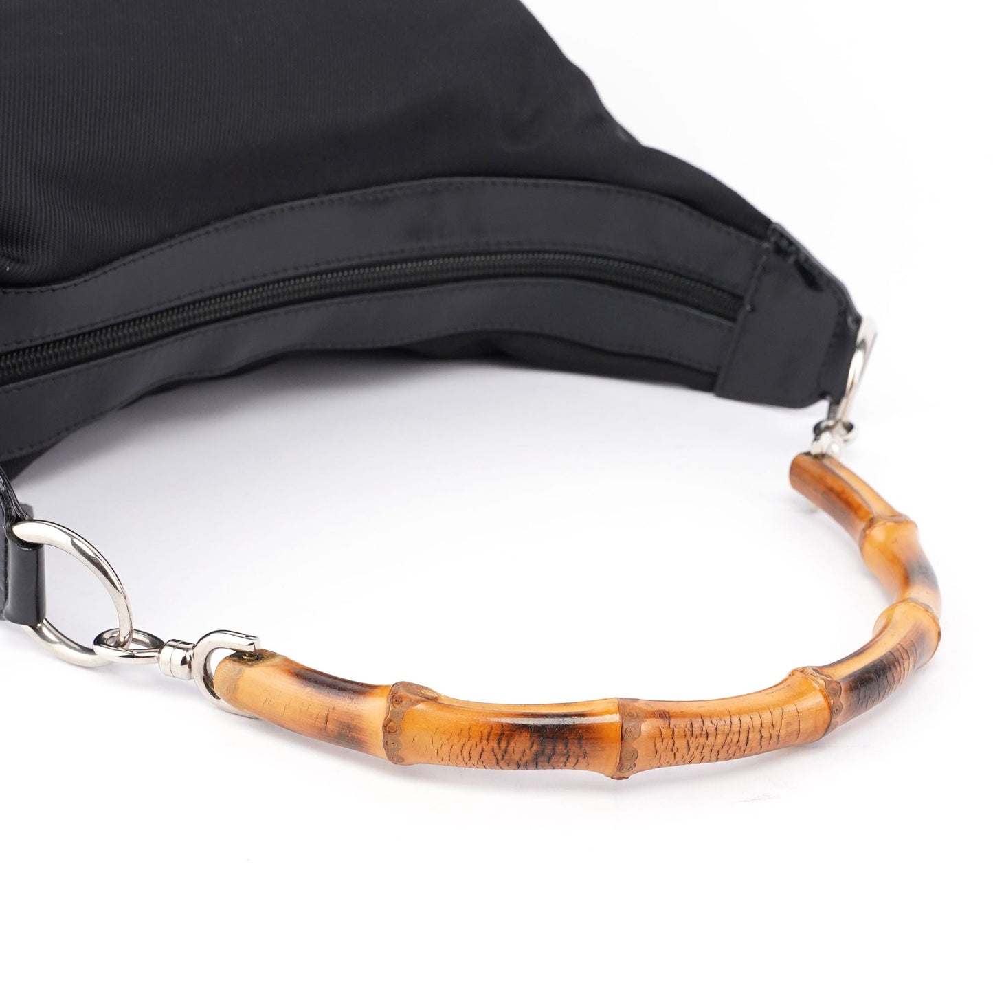 Black Canvas Bamboo Shoulder Bag