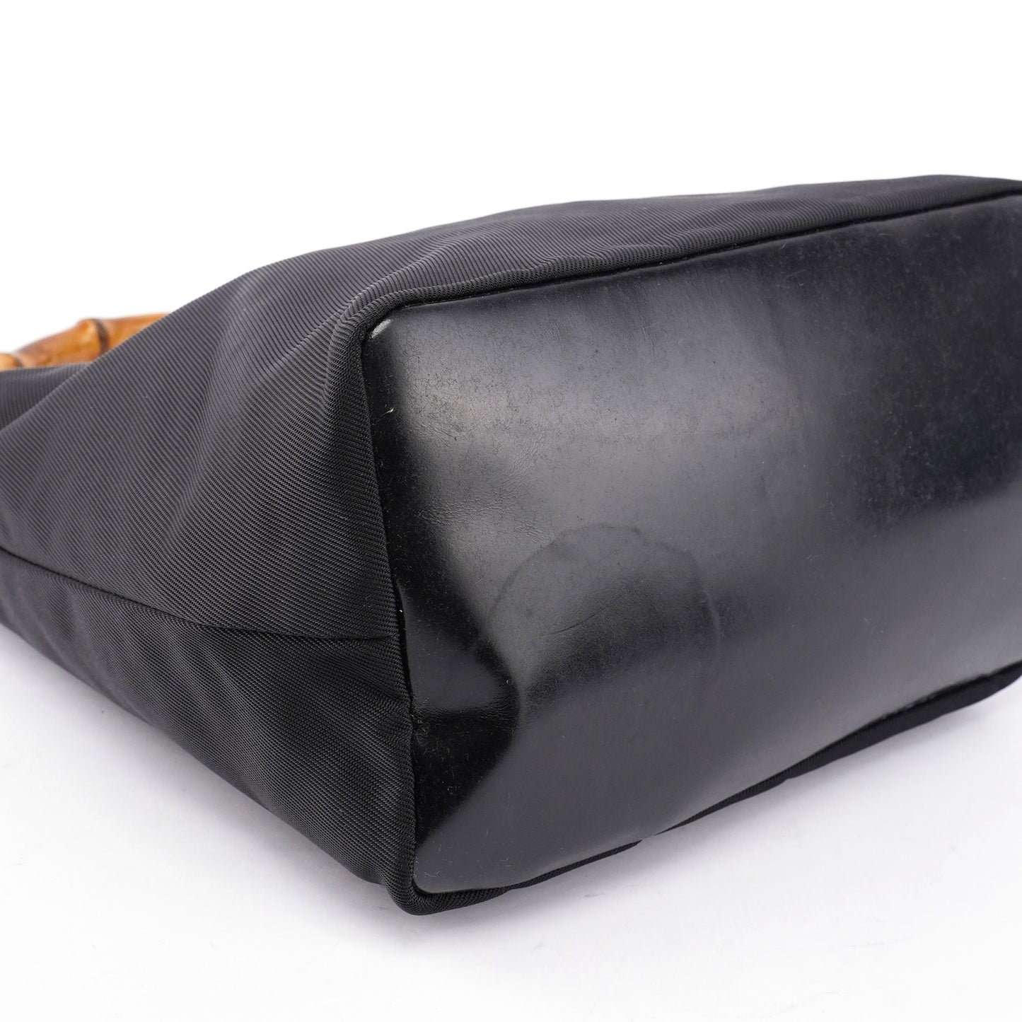 Black Canvas Bamboo Shoulder Bag
