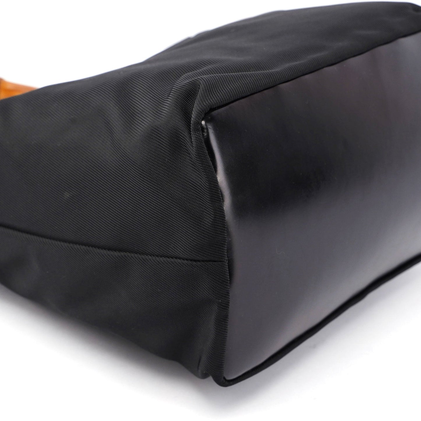 Black Canvas Bamboo Shoulder Bag