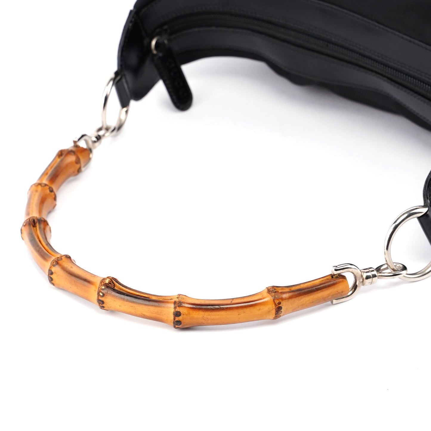 Black Canvas Bamboo Shoulder Bag