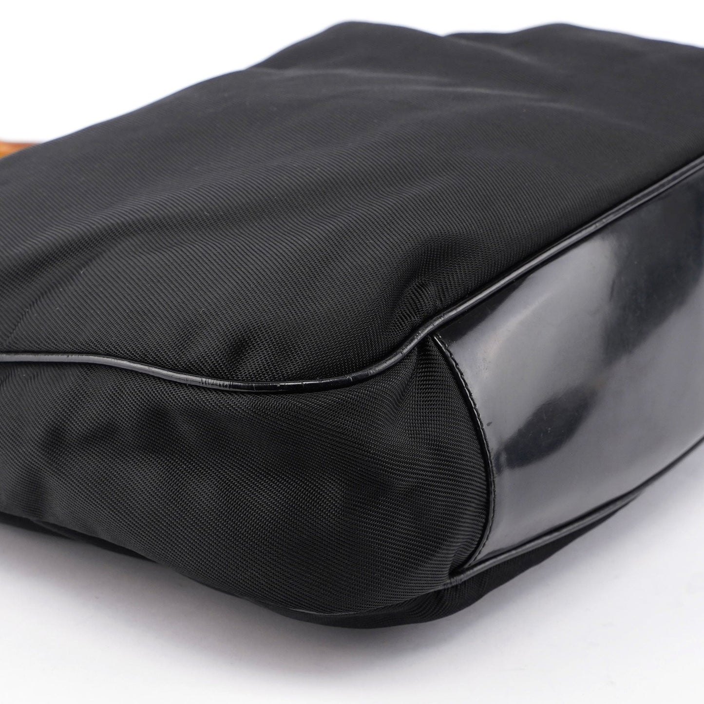 Black Canvas Bamboo Shoulder Bag