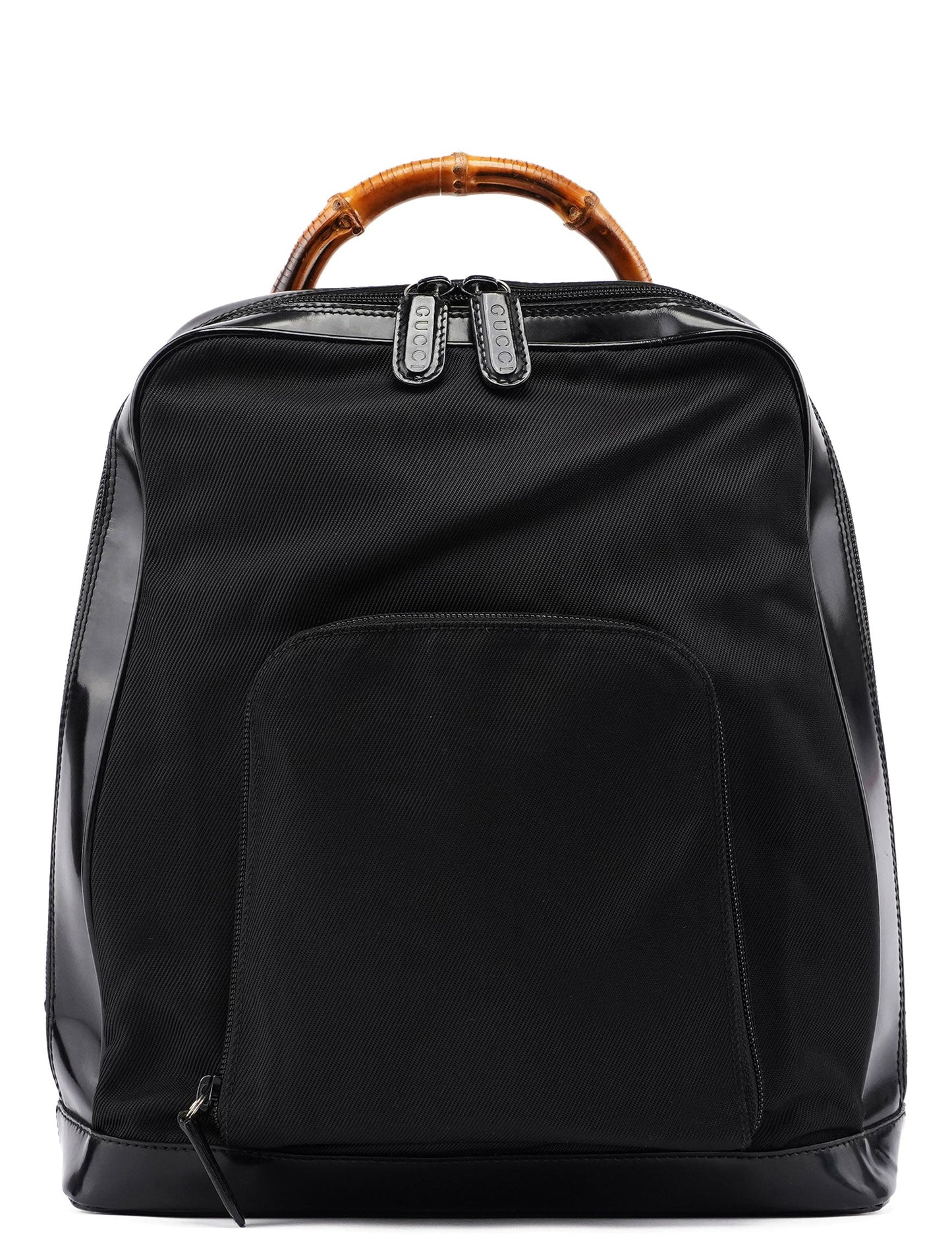 Black Canvas Bamboo Shoulder Bag