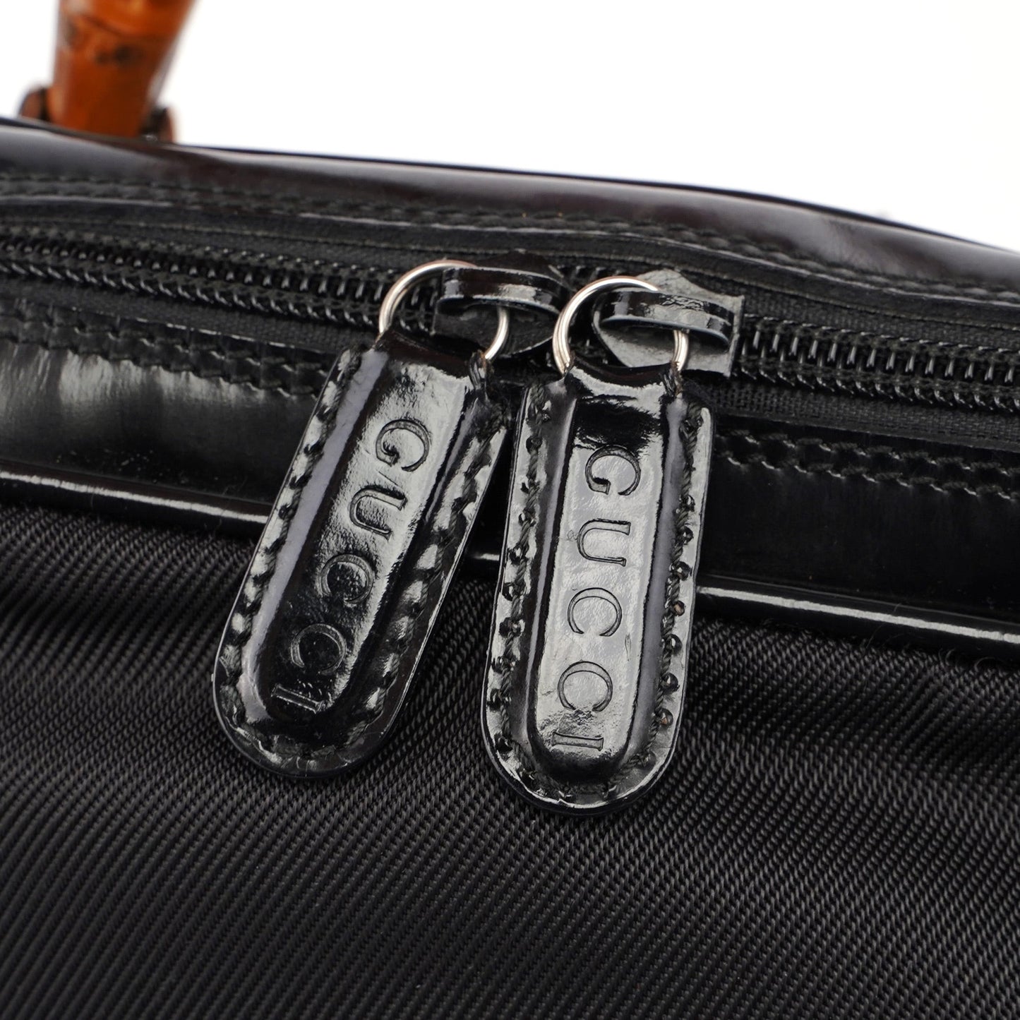 Black Canvas Bamboo Shoulder Bag