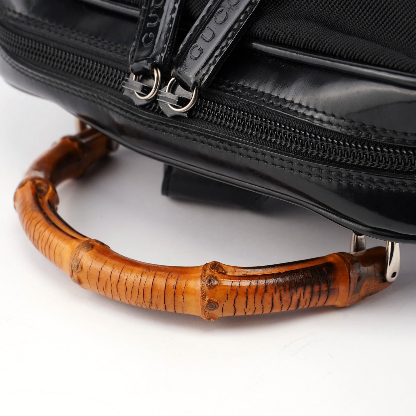 Black Canvas Bamboo Shoulder Bag