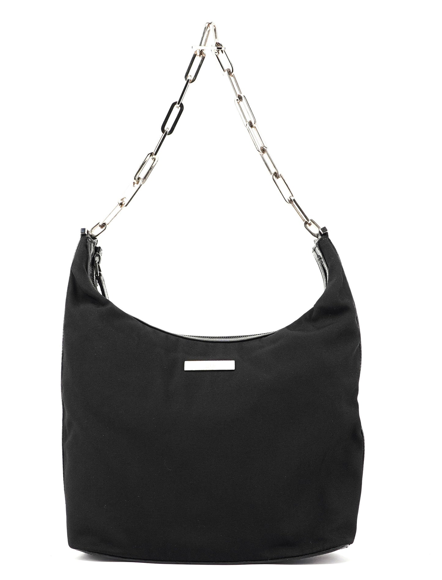 Black Canvas Chain Shoulder Bag