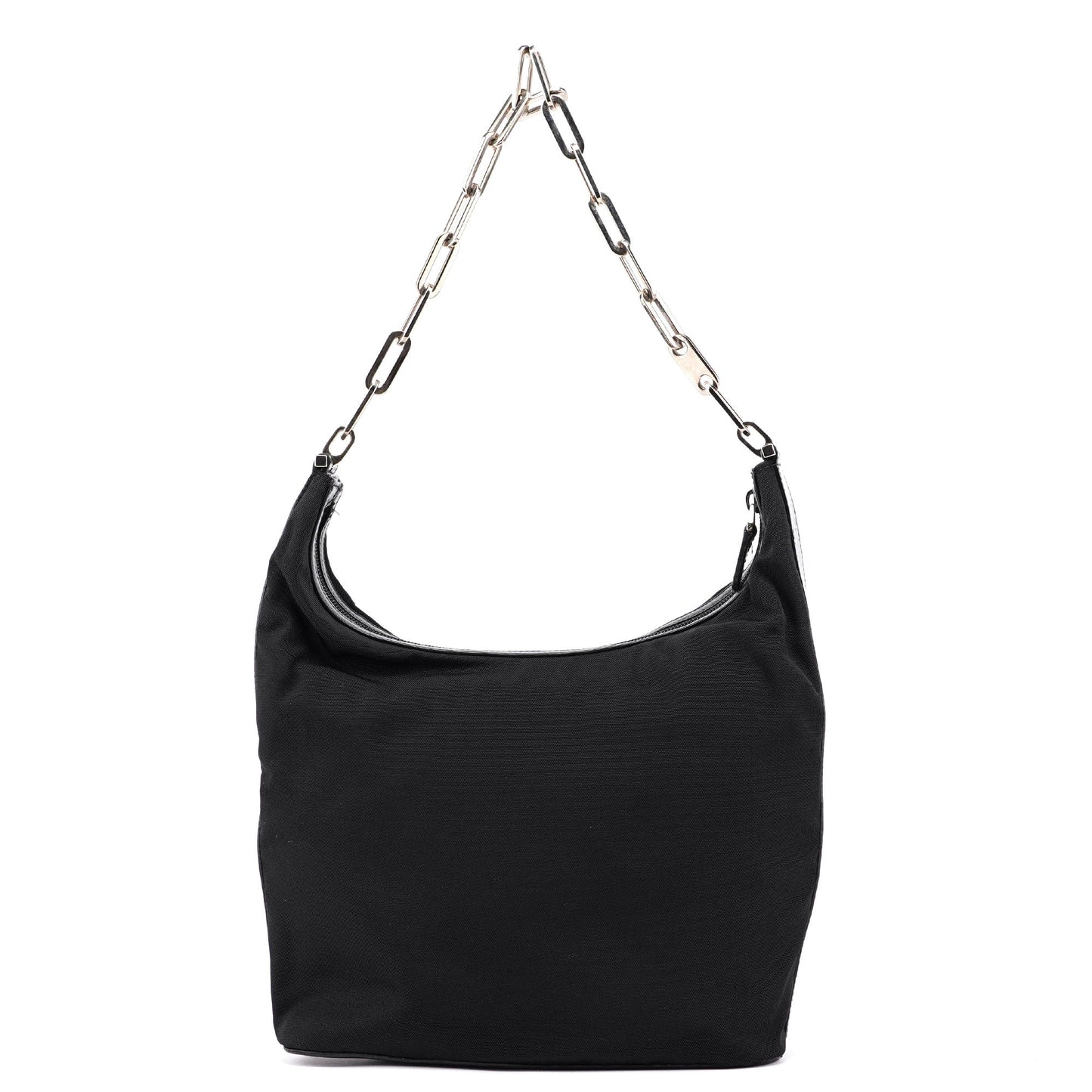 Black Canvas Chain Shoulder Bag