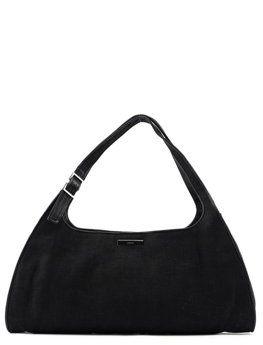 Black Canvas Dual Handle Shoulder Bag