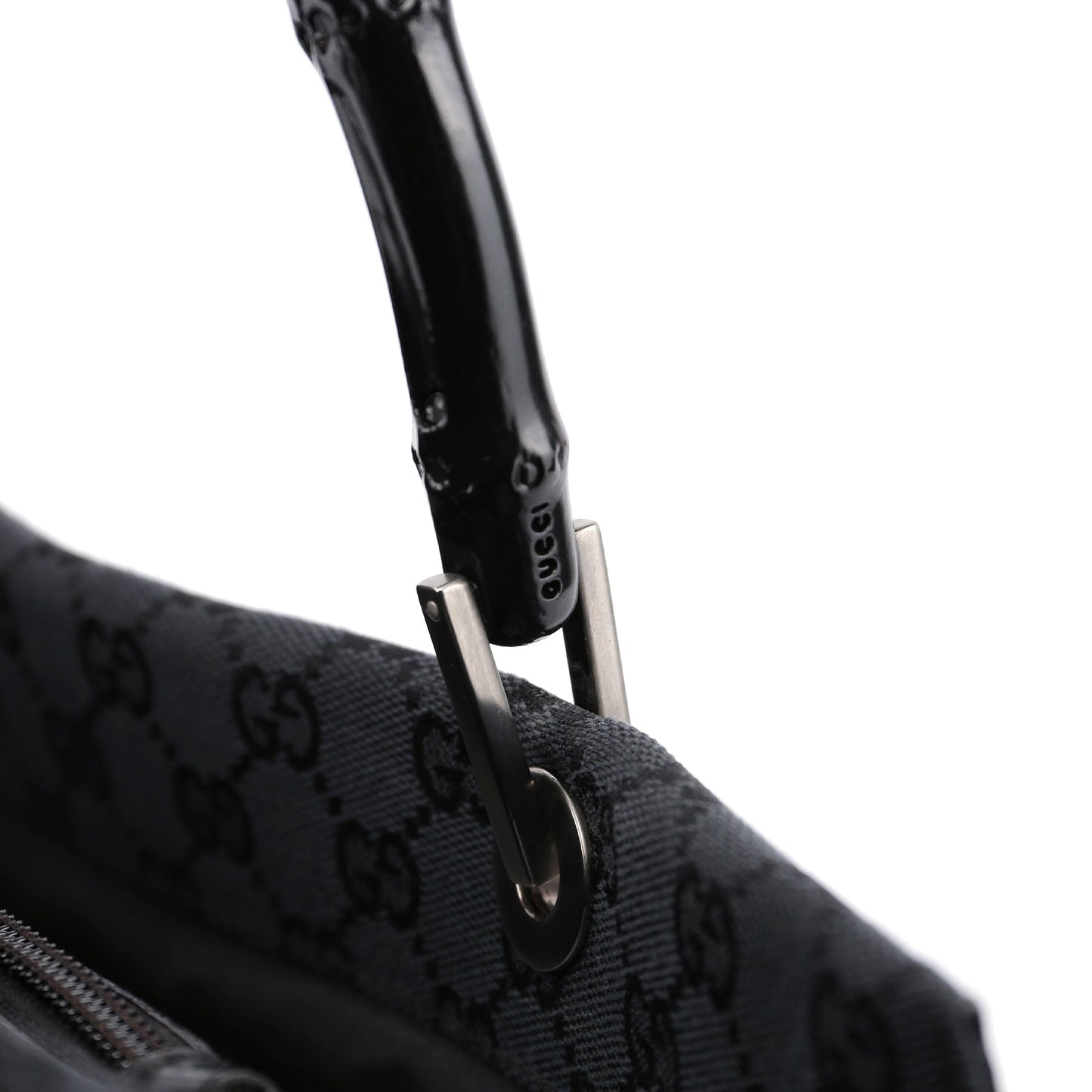 Black Canvas GG Bamboo Tote