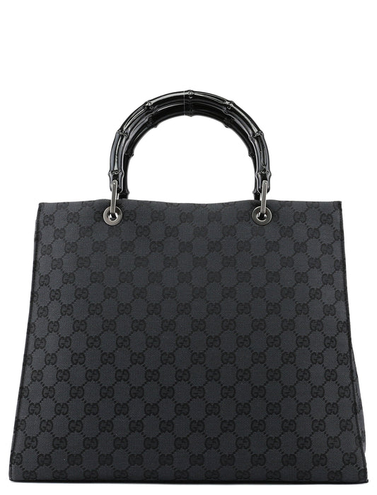 Black Canvas GG Bamboo Tote