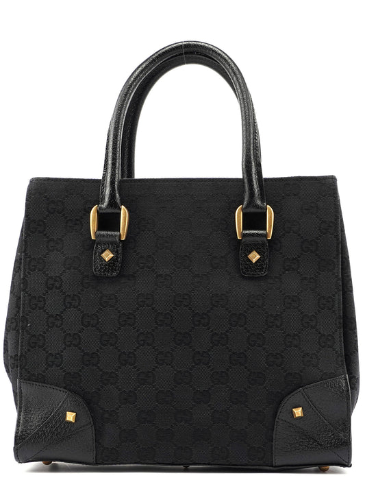 Black Canvas GG Leather Tote